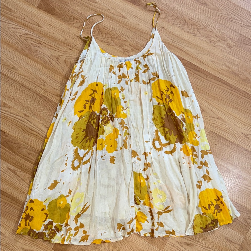 Novella Royale Flounce Dress Sleeveless Yellow Floral Print Size Small Handmade